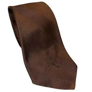 Countess Mara Mens Tie Solid Brown Logo Vintage Necktie 57x3.5”